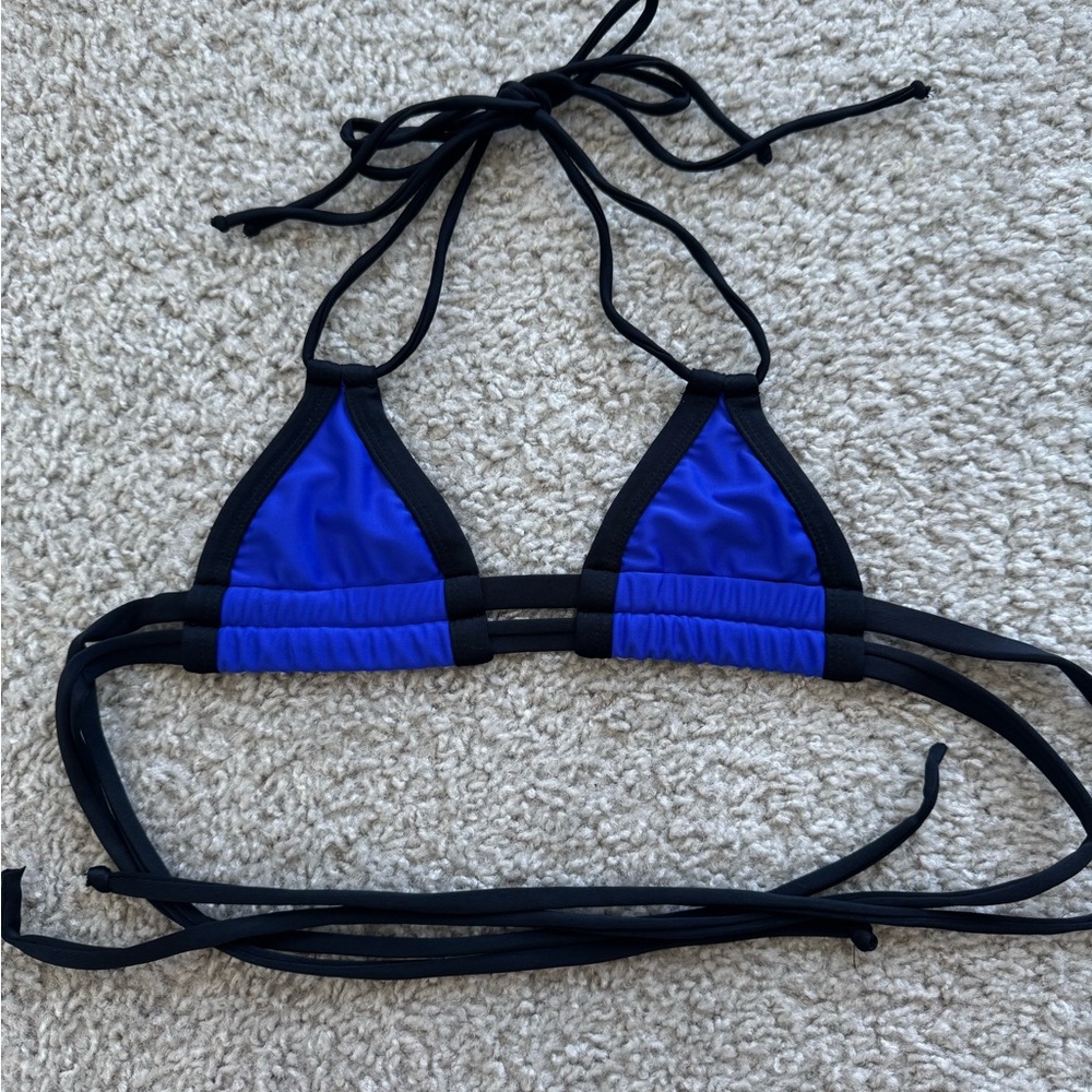Montce Dopio Blue and Black Triangle Bikini Top XS